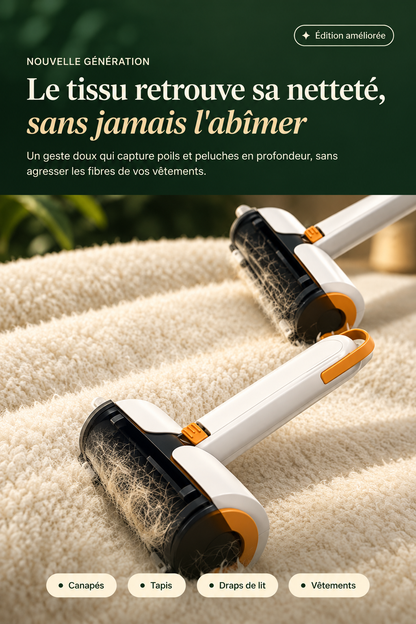Rouleau anti-poils réutilisable PawZen pour vêtements, canapé et literie